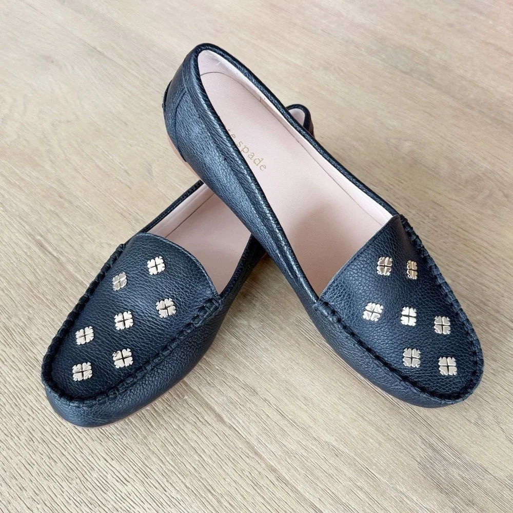 Kate Spade Black Leather Deck Driver Slip On Loafers